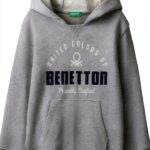 Felpa con cappuccio Benetton cotone bambini grigio-0