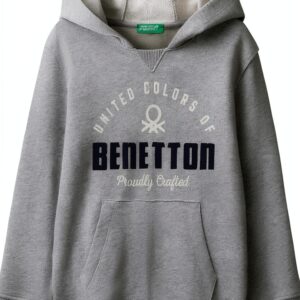 Felpa con cappuccio Benetton cotone bambini grigio-0