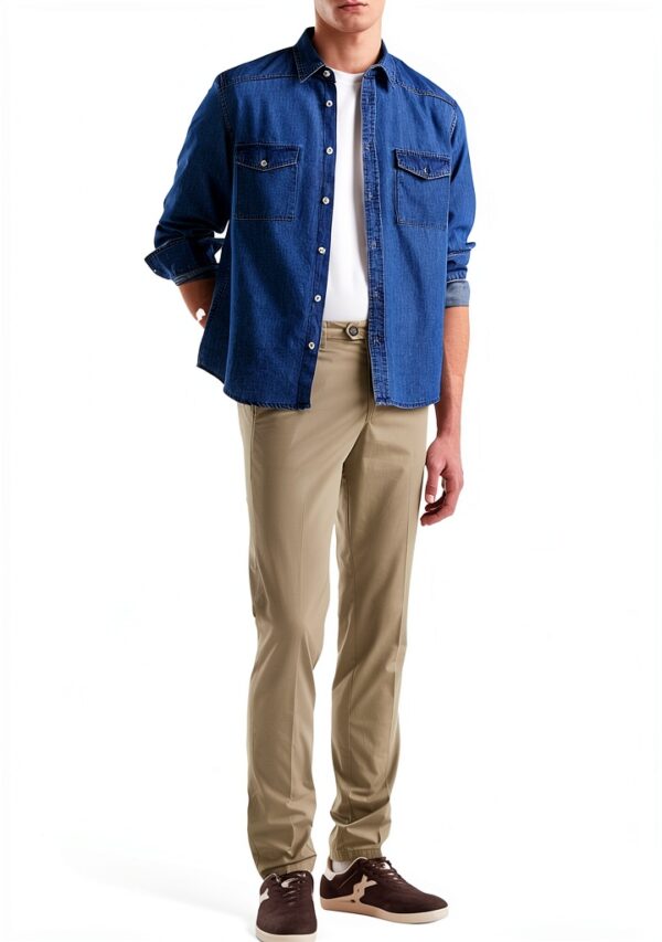 Pantaloni Chino Uomo Benetton Cotone Design Moderno-0