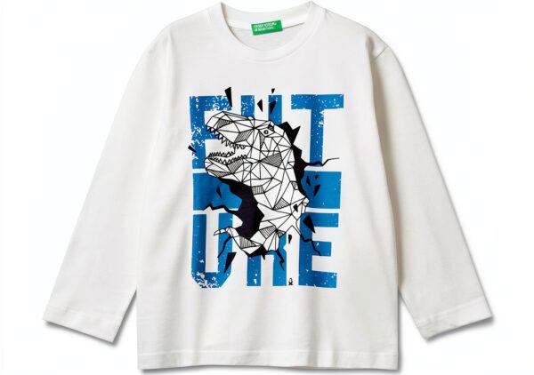 T-shirt bambini Benetton cotone jersey morbido stampe-0