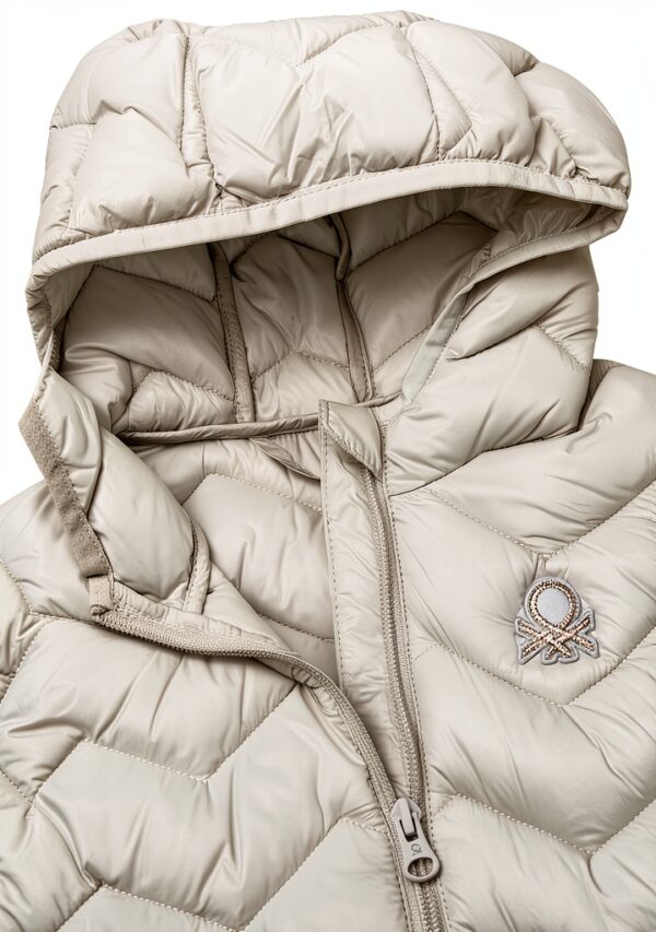 Gilet Benetton Bambine Microiniezione Cappuccio Blu Verde-2