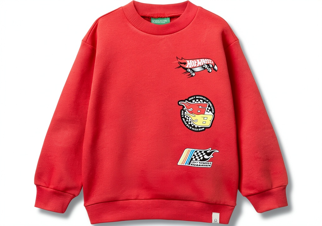 Felpa girocollo Benetton per bambini in cotone con stampa multicolore