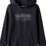 Felpa con cappuccio Benetton cotone bambini stampe logo-0