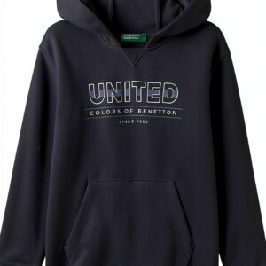 Felpa con cappuccio Benetton cotone bambini stampe logo-0