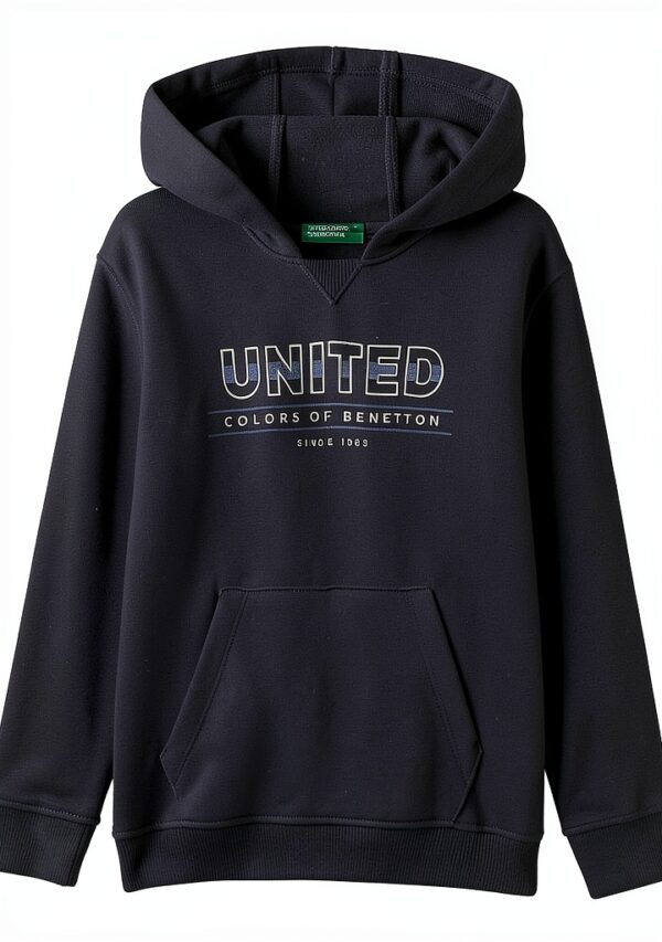 Felpa con cappuccio Benetton cotone bambini stampe logo-0
