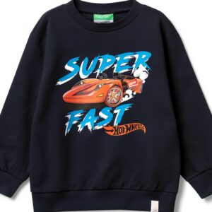 Benetton Felpa Bambini Cotone Girocollo Stampa Multicolore-0