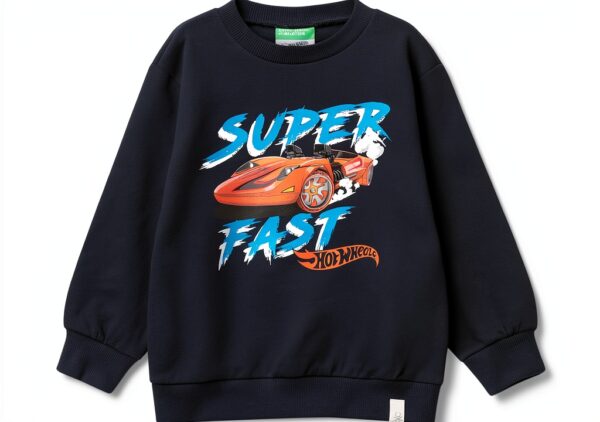 Benetton Felpa Bambini Cotone Girocollo Stampa Multicolore-0
