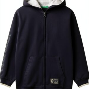 Felpa zip Benetton bambini cotone cappuccio leggera-0