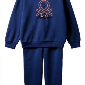 Completo felpa Benetton bambini cotone logo impunture-0