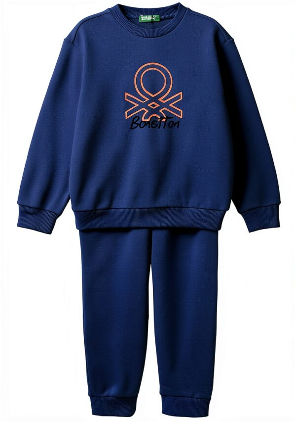Completo felpa Benetton bambini cotone logo impunture-0