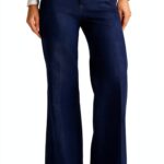 Pantaloni donna denim stretch Benetton wide leg-0