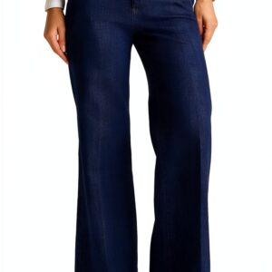 Pantaloni donna denim stretch Benetton wide leg-0