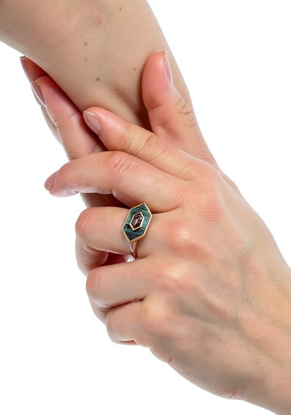 Anello da donna Ti Sento Milano in argento oro – Malachite, misura 16-1