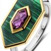Anello da donna Ti Sento Milano in argento oro – Malachite, misura 16-0