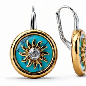 Orecchini del brand Ti Sento Milano. Orecchini in argento sterling color oro di colore turchese. Il peso è 0,009. La referenza è 7971TQ-0